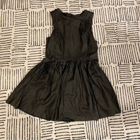 Rebecca Minkoff Leather Pleated Dress Black 10 - Picture 5 of 11